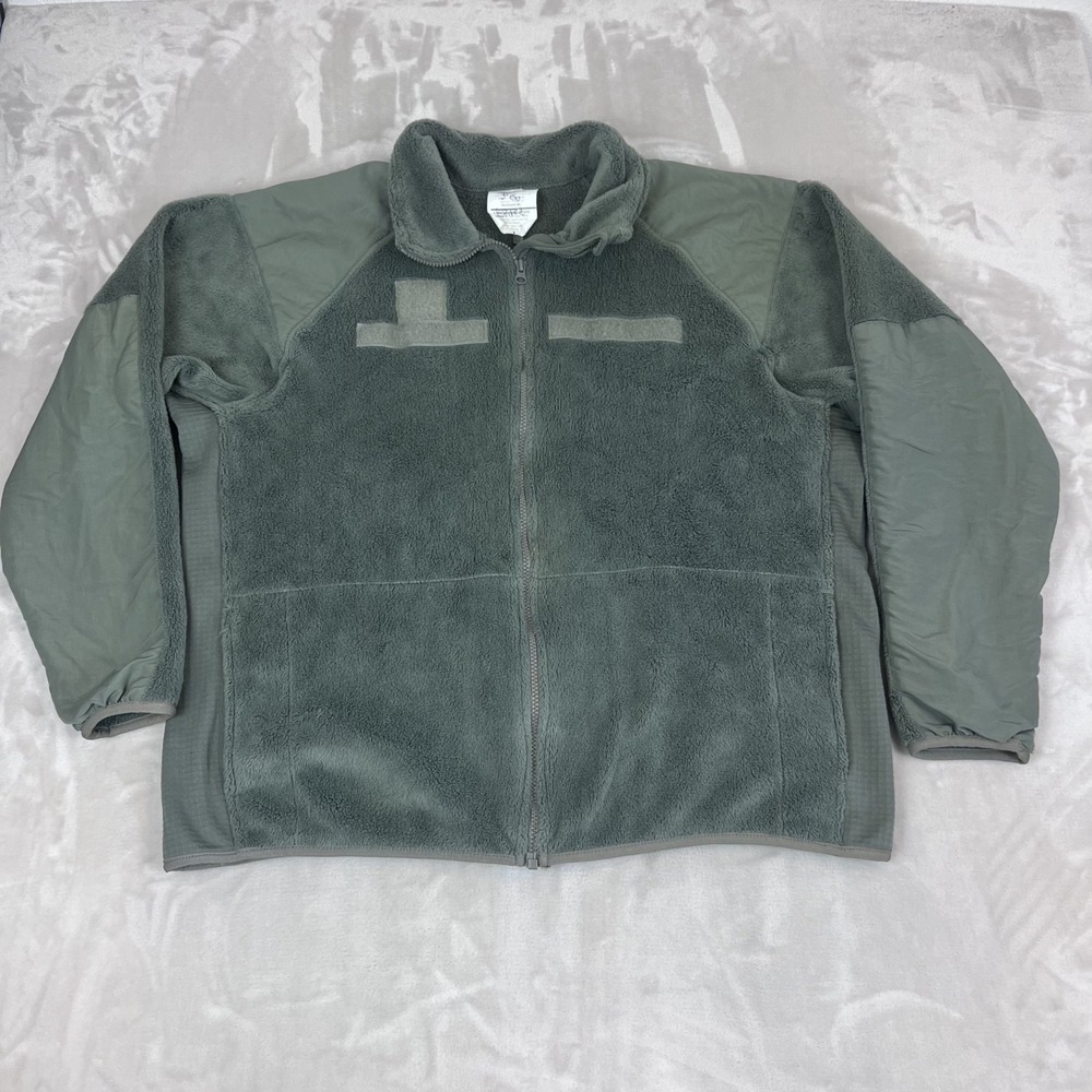 US Military Cold Weather Fleece Gen III Jacket Size Large Long Green Full Zip